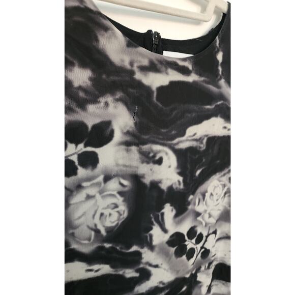 GANNI Gathered Mesh Black & White Dress Sz 44 - Picture 5 of 9